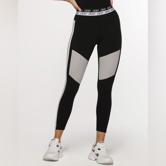 Lorna Jane Icon Retro Sport Ankle Biter Leggings Black Concrete Grey Size Small - Picture 1 of 11